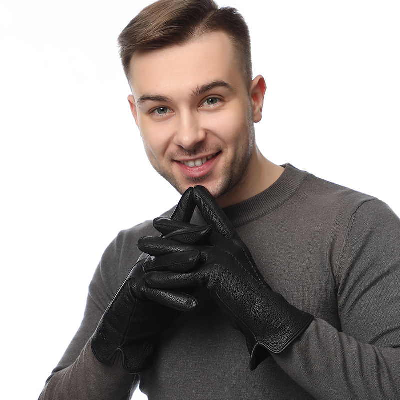 Wool Glove Lined - Herenhandschoenen van imitatieleer met een voering