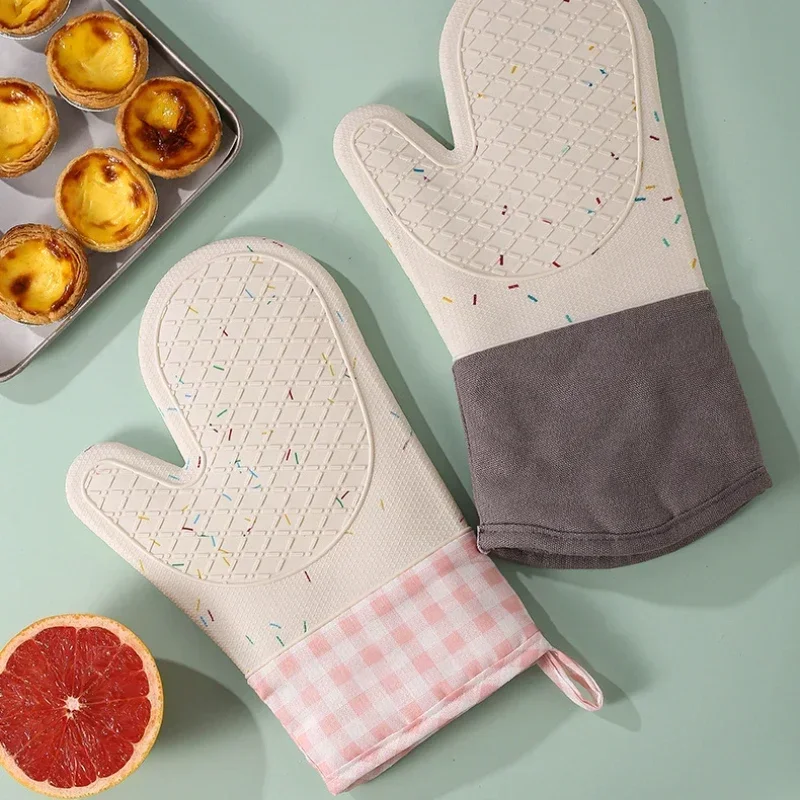 Oven Mitt Silicone - Magnetrons Hittebestendige handschoenen Siliconen Anti-verbranding Katoen